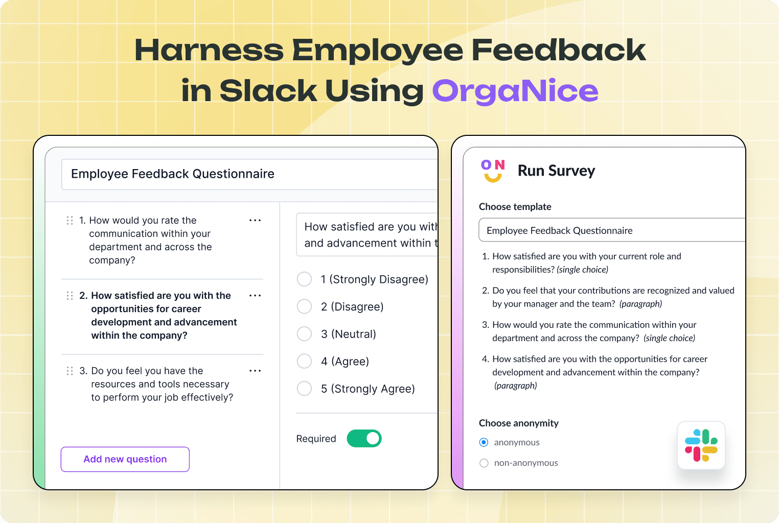 OrgaNice Slack bot for employee engagement surveys