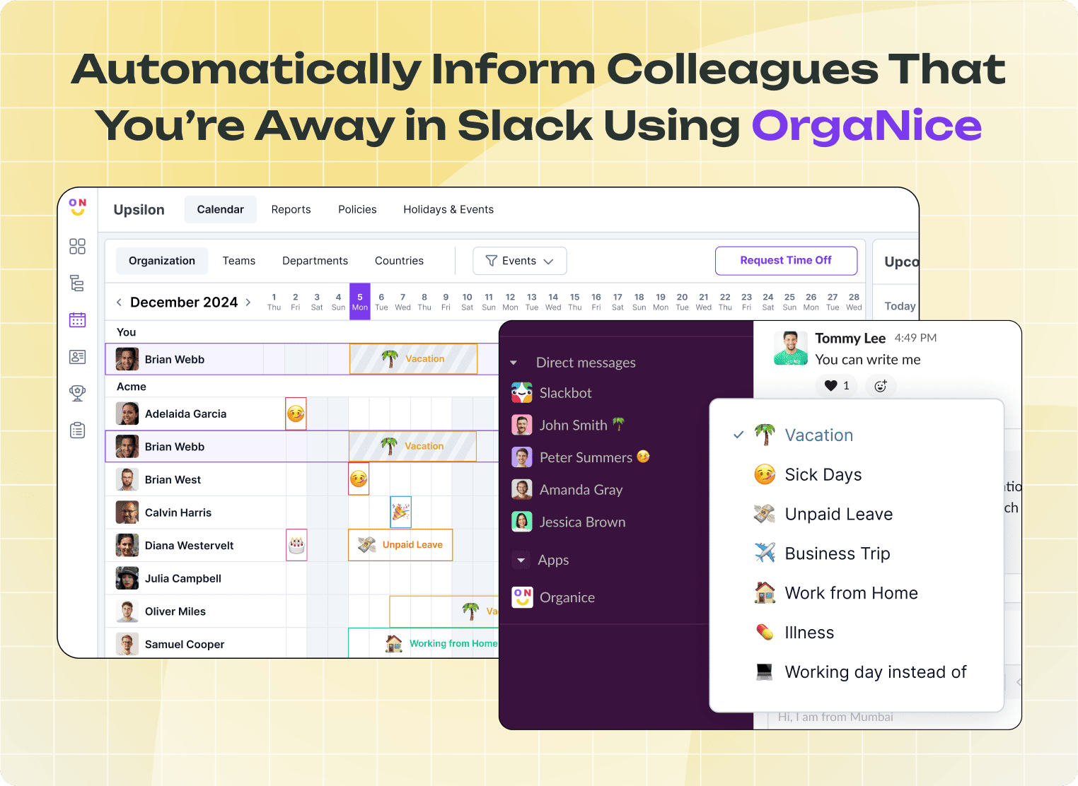 Use OrgaNice for Time Off and Vacation Tracking