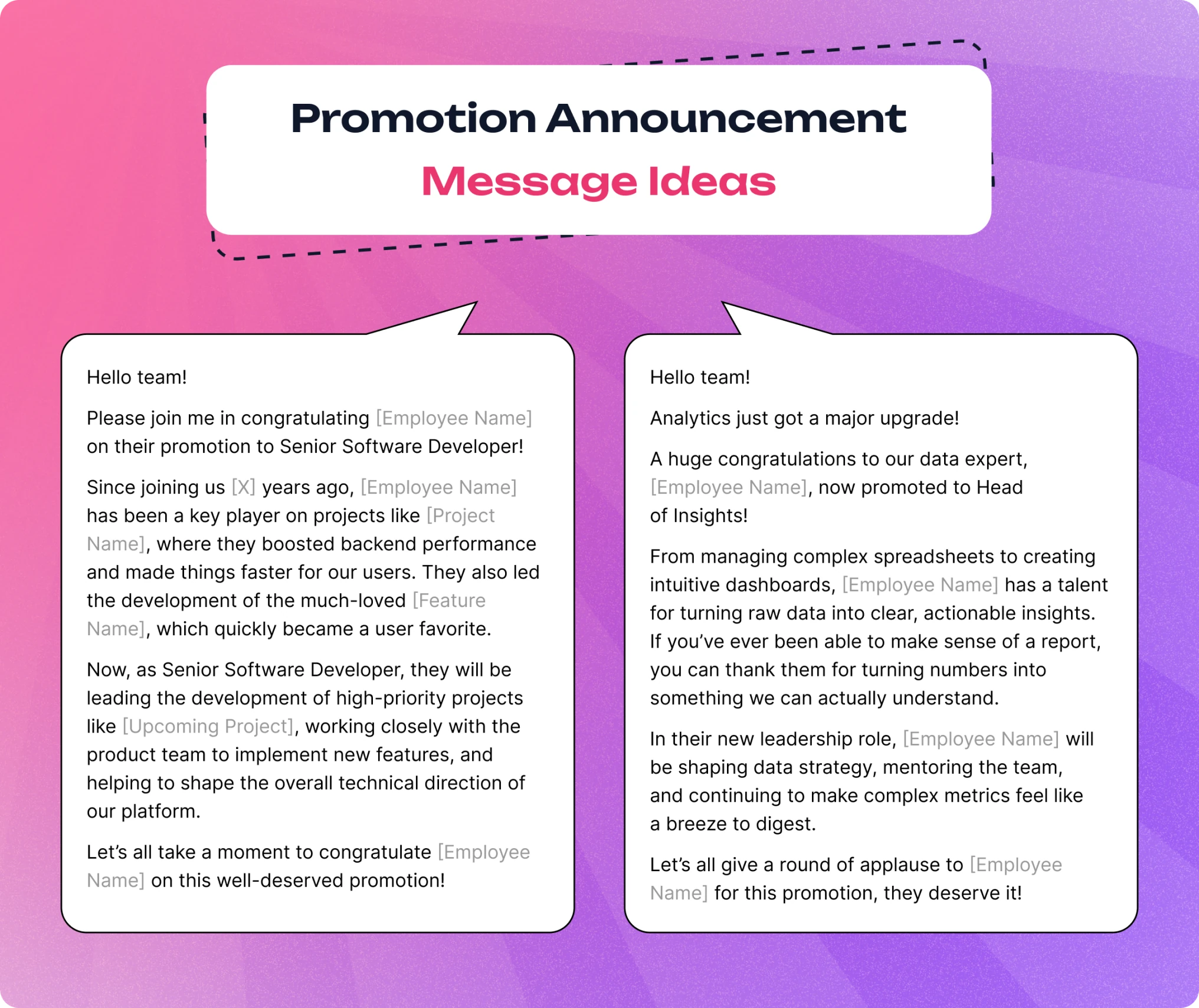Promotion Announcement Examples