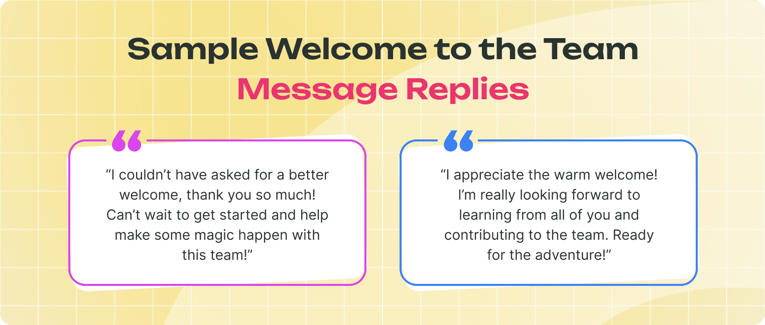 How to Reply to a Welcome to the Team Message