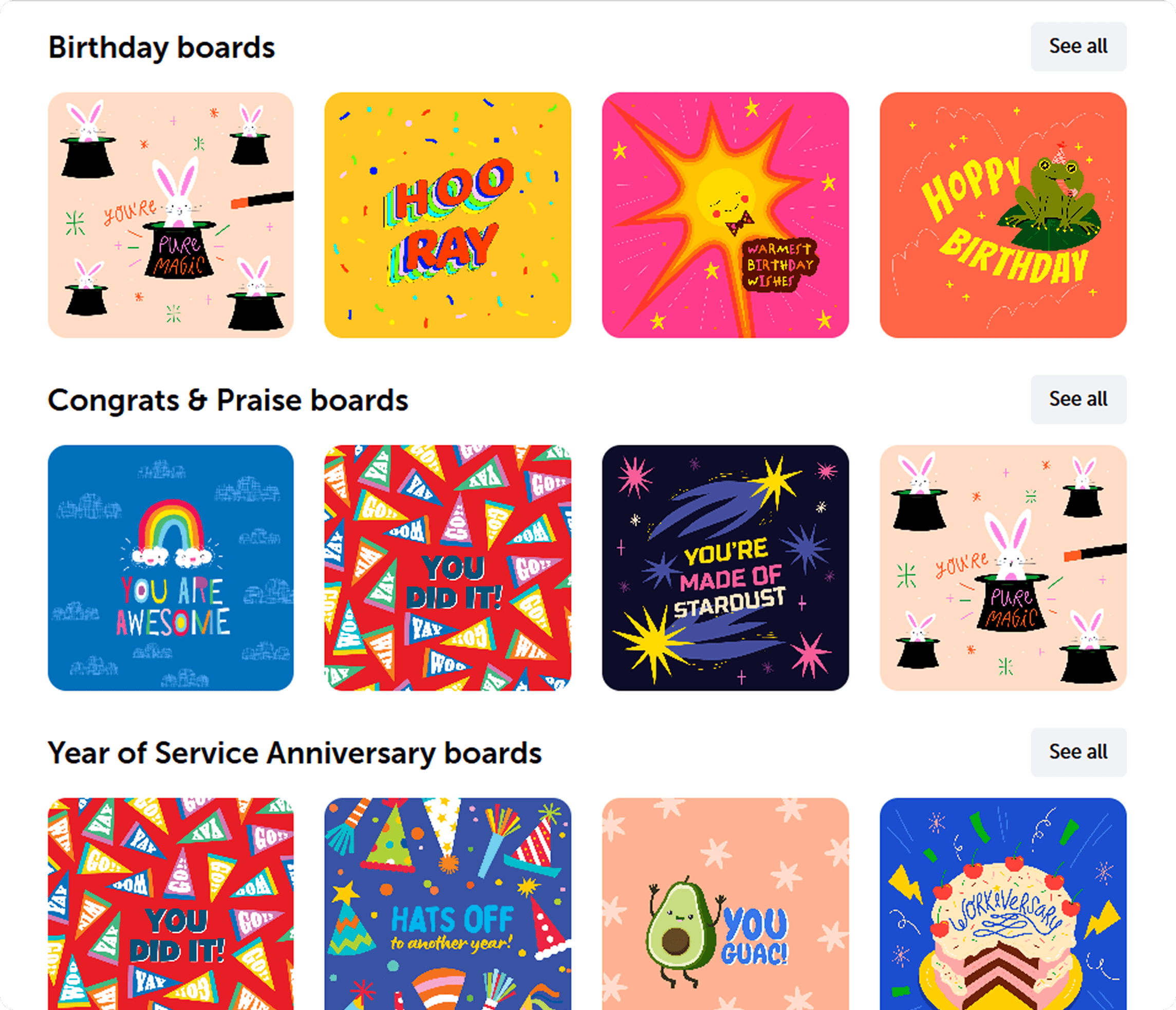 Screenshot of a digital Kudoboard card for team recognition