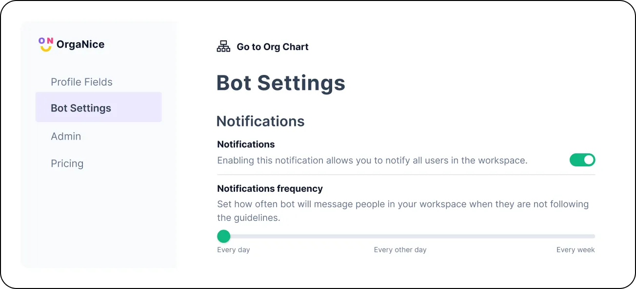 Notification frequency settings