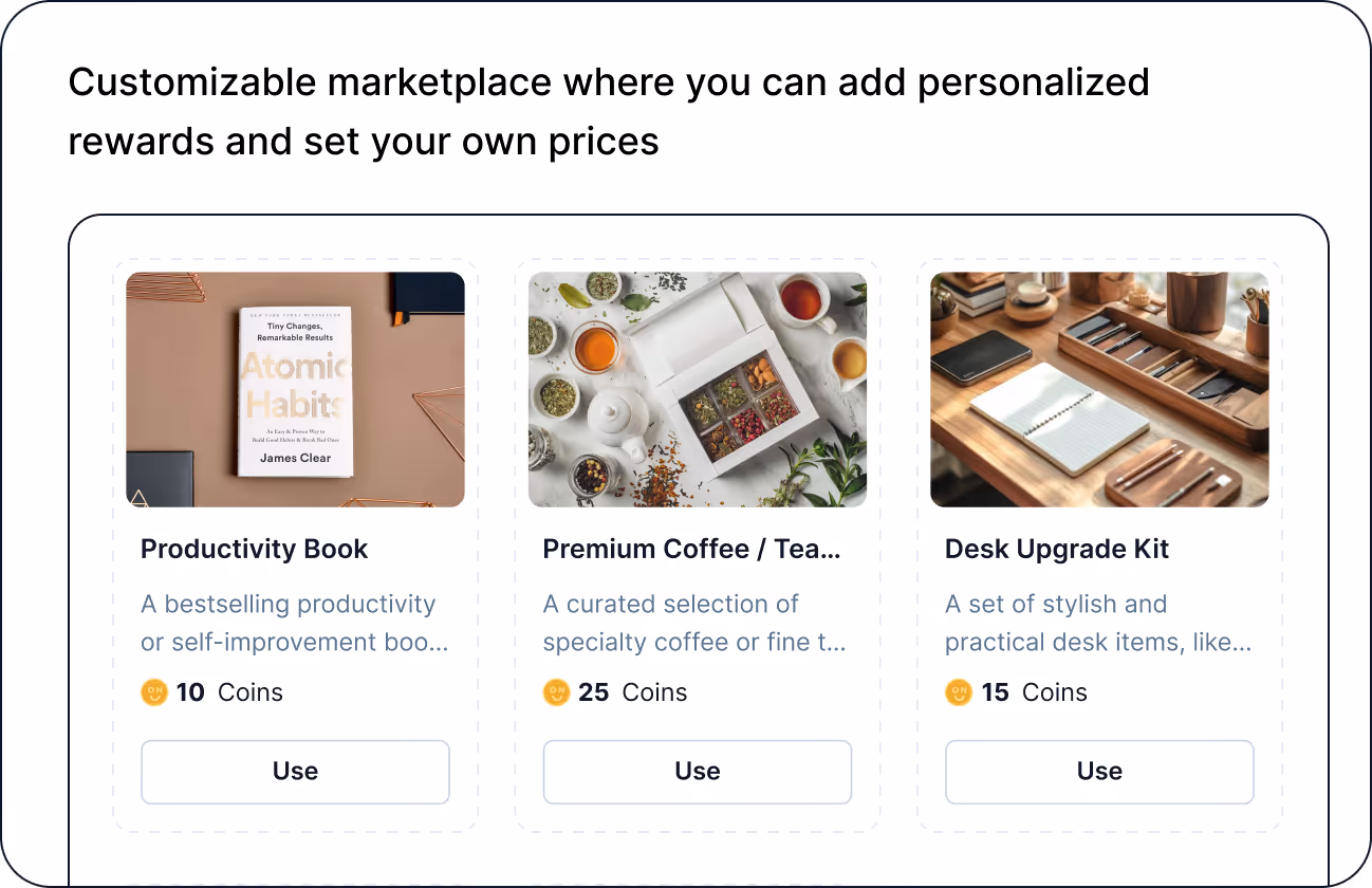 Custom marketplace with personalized rewards