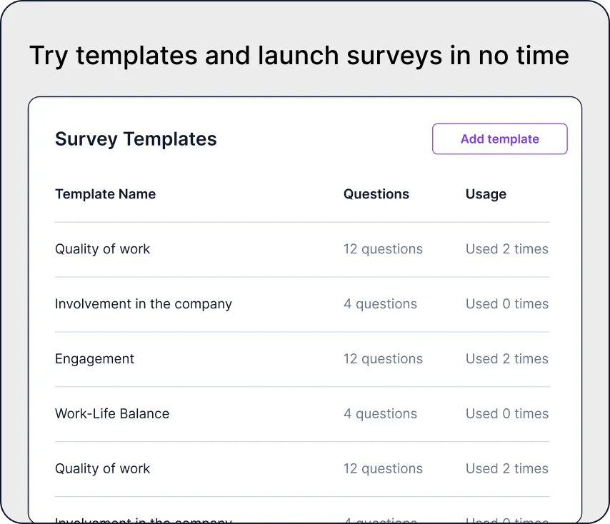 Try templates and launch surveys in no time
